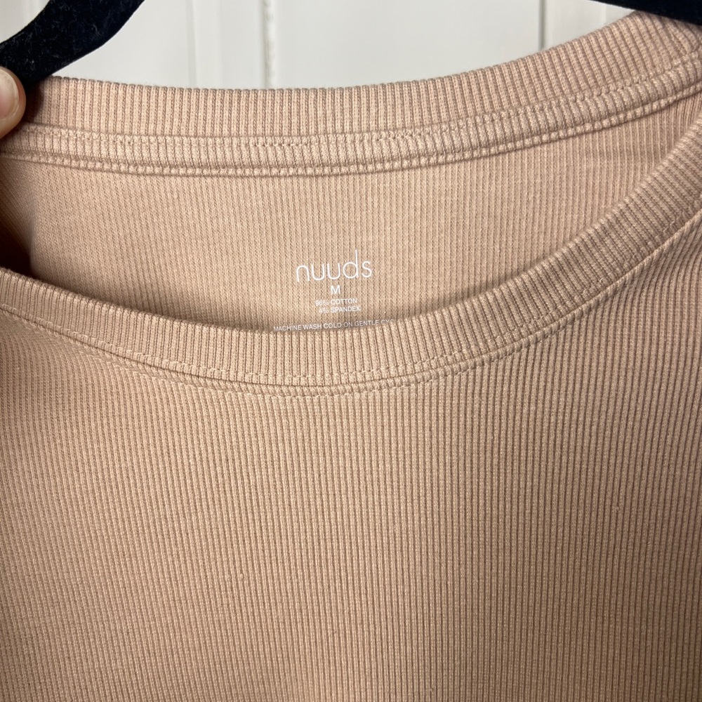nuuds Ribbed Bodysuit in Beige Tan